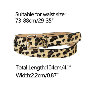 Leopard Print Faux Leather Casual Jeans Pants Waist Belts