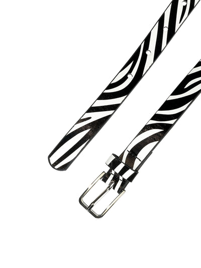 Skinny Single Pin Buckle Animal Printed Thin Faux Leather Waist Belt