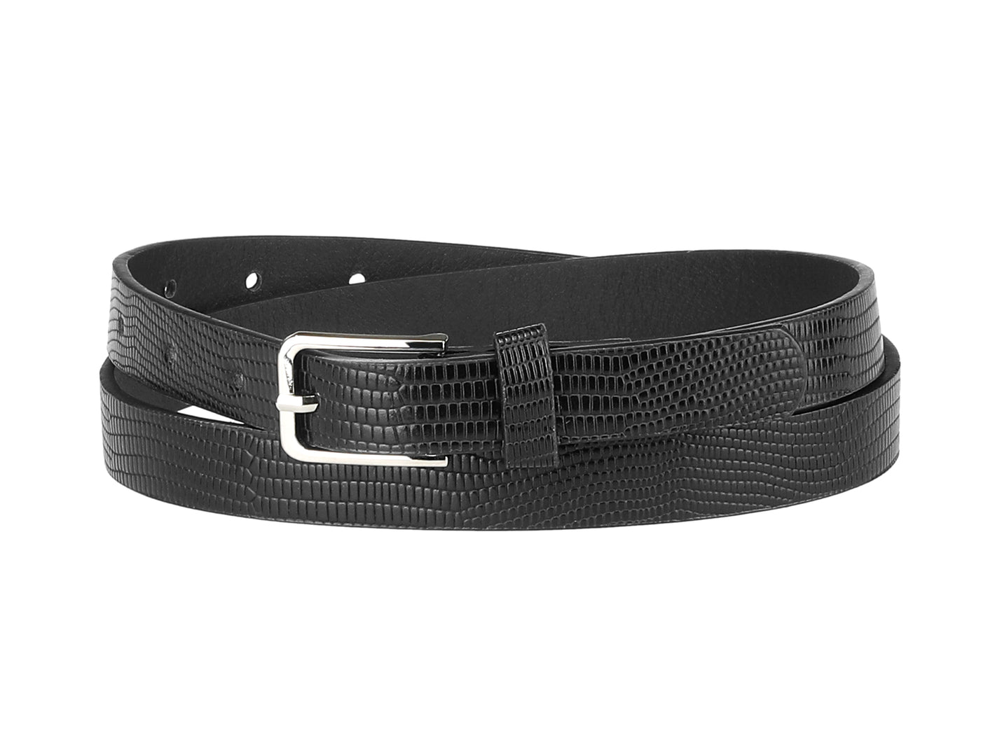 Allegra K Skinny Single Pin Buckle Animal Printed Thin Faux Leather Waist Belt