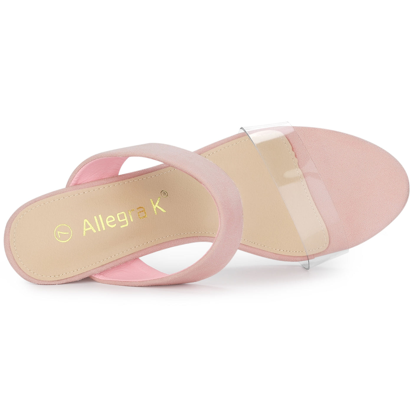 Allegra K Open Toe Dual Clear Strap Block Heel Slides Mules Sandals