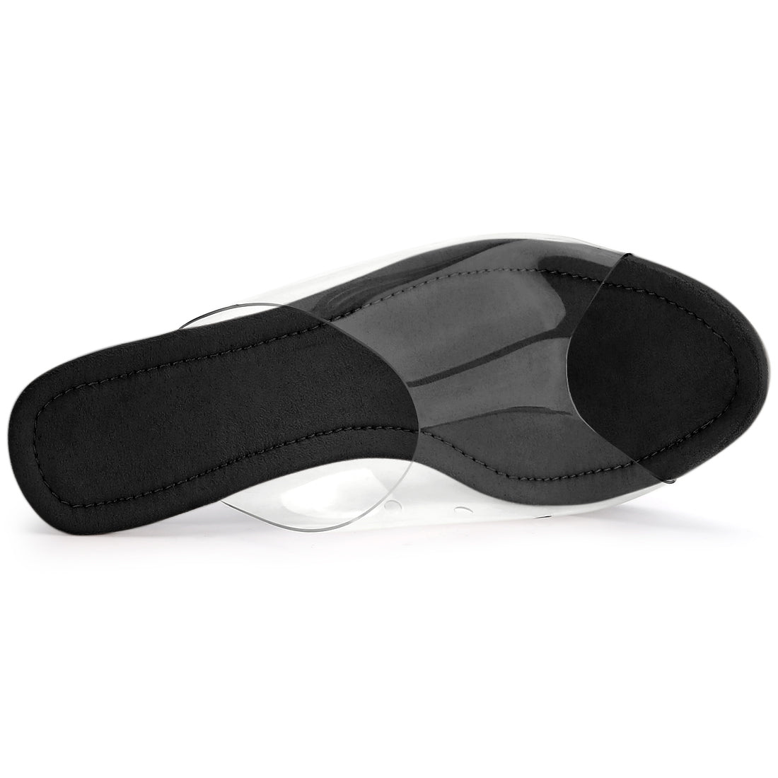 Allegra K Clear Heel Platform Open Toe Chunky Slides Sandals