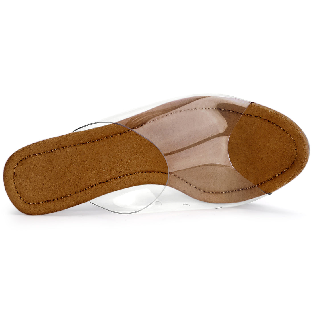 Allegra K Clear Heel Platform Open Toe Chunky Slides Sandals