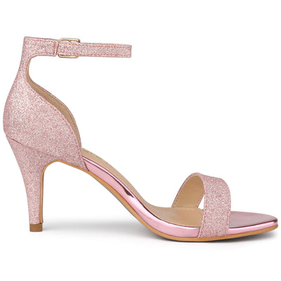 Glitter Ankle Strap Stiletto Heel Sandals