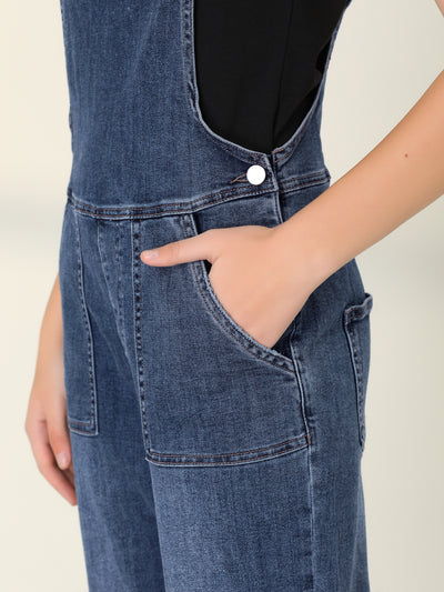 Casual Adjustable Denim Bib Long Overalls Jeans Pants Jumpsuits