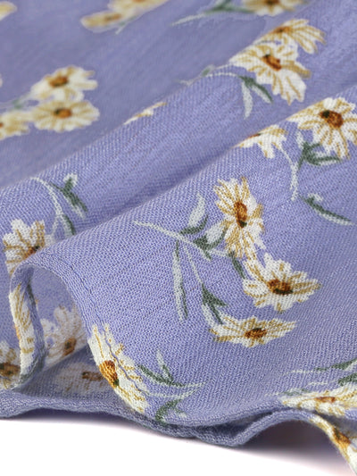 Daisy Floral A-Line Flare Sleeve Layered Ruffle Hem Dress