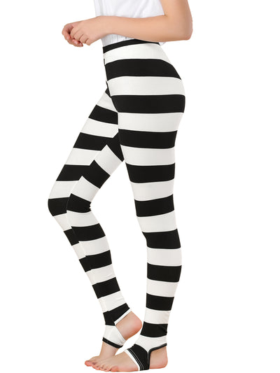 Striped Printed High Elastic Waist Party Yoga Stirrup Pants Leggings