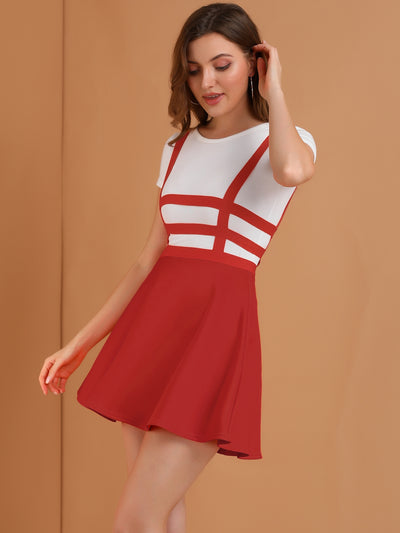 Pleated Overall A-Line Elastic Waist Kawaii Braces Suspender Skirt