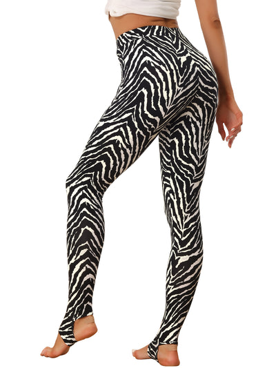 Animal Printed Elastic Waistband Yoga Leggings Stirrup Pants