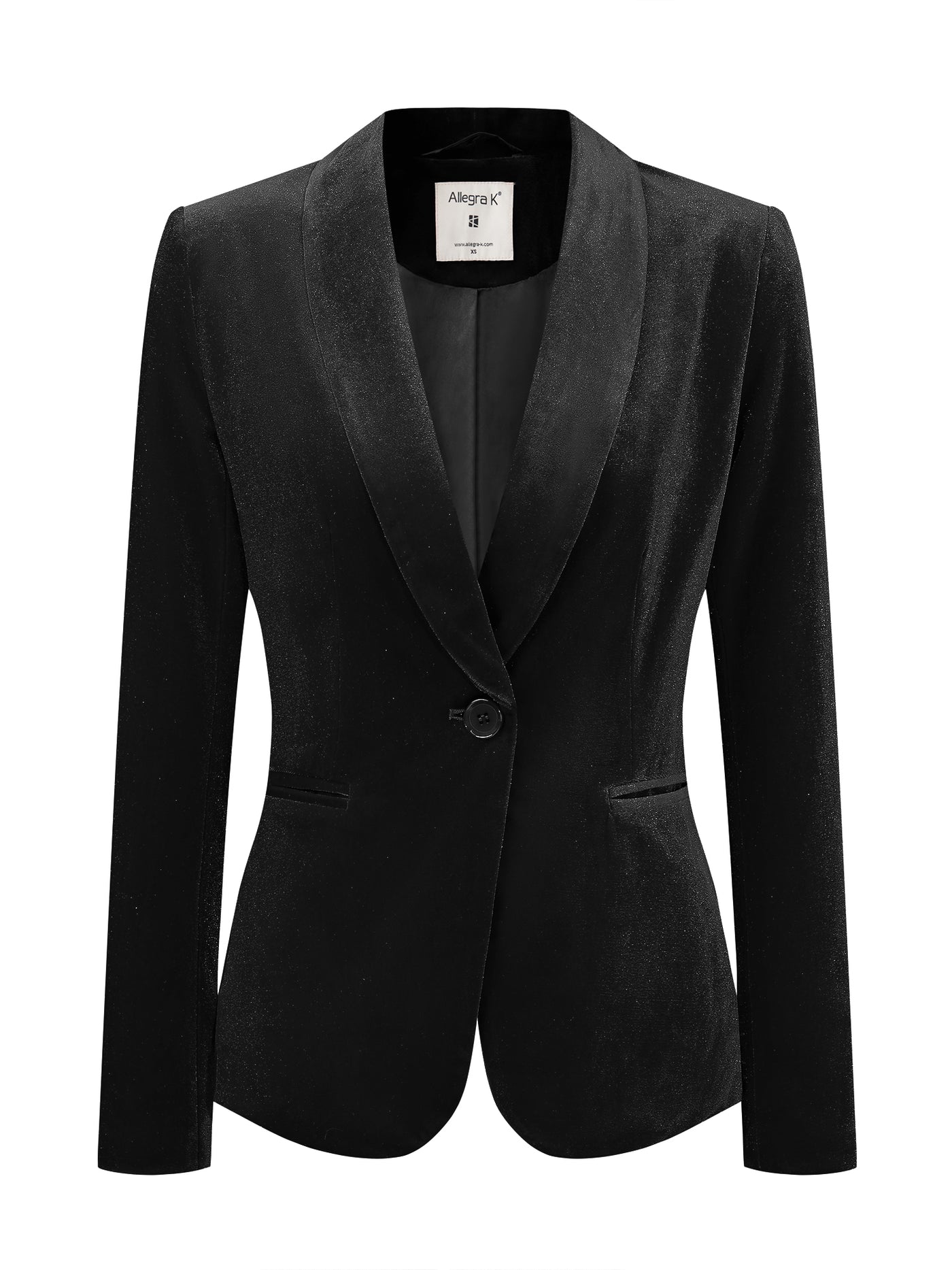 Allegra K Shawl Collar Single Button Velvet Solid Office Work Jacket Blazer