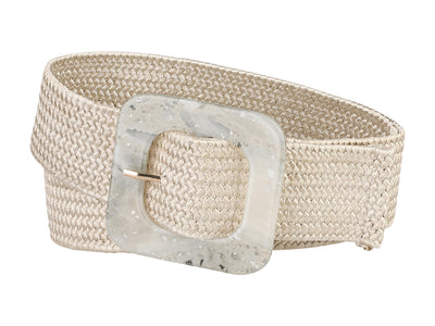 Allegra K Stretchy Wide Braided Square Buckle Adjustable Waist Belt