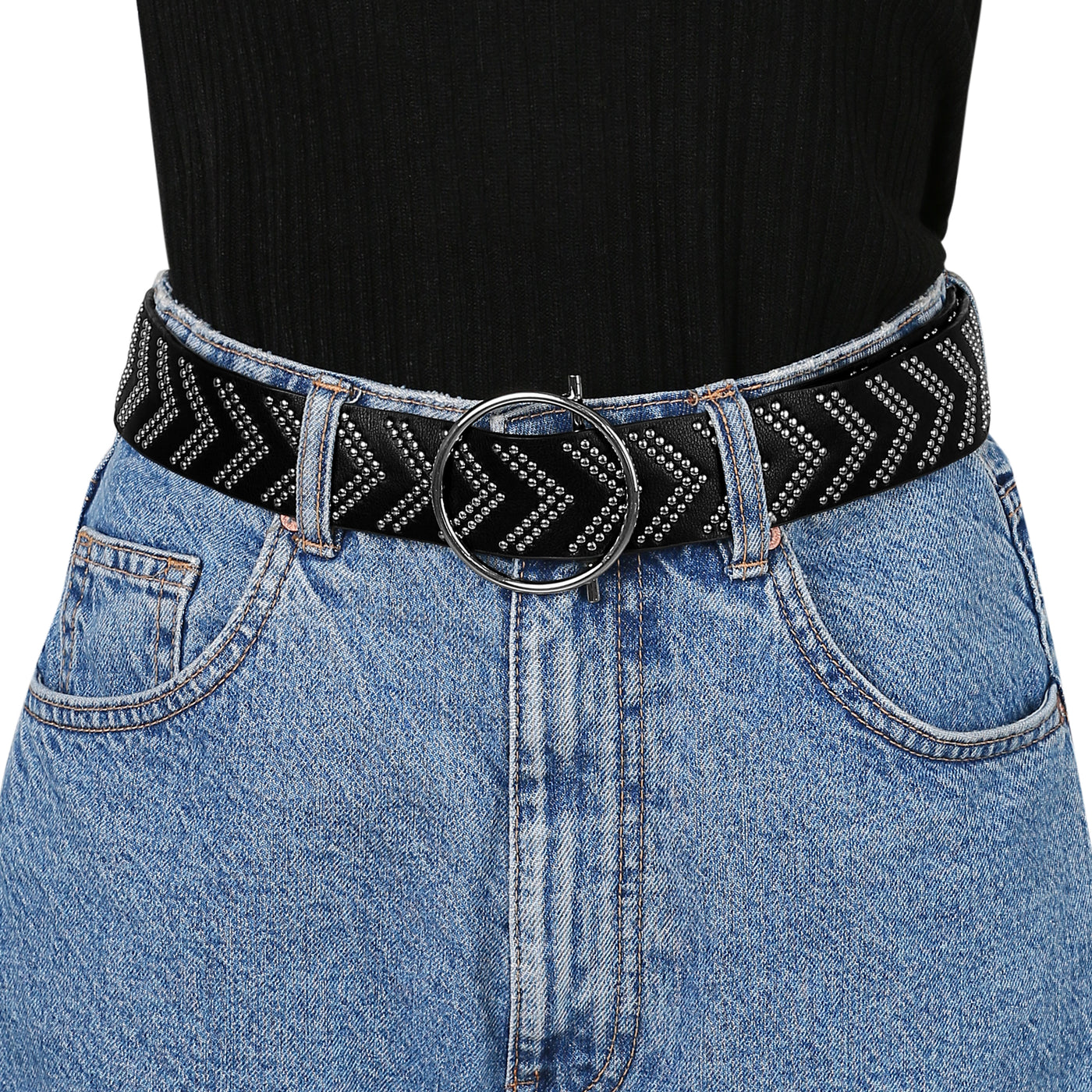 Allegra K Skinny Waist Belt for Dress Round Metal Buckle Narrow Belts