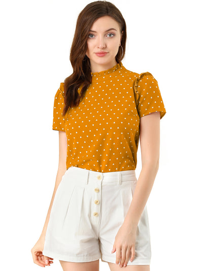 Ruffled Retro Short Sleeve Office Polka Dots Blouse Tops