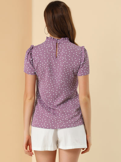 Ruffled Retro Short Sleeve Office Polka Dots Blouse Tops