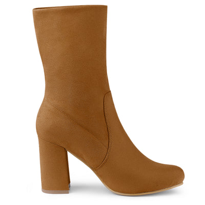 Rounded Toe Block Heel Foldable Ankle Boots