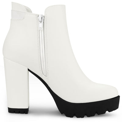 Chunky High Heel Platform Zipper Chelsea Boots