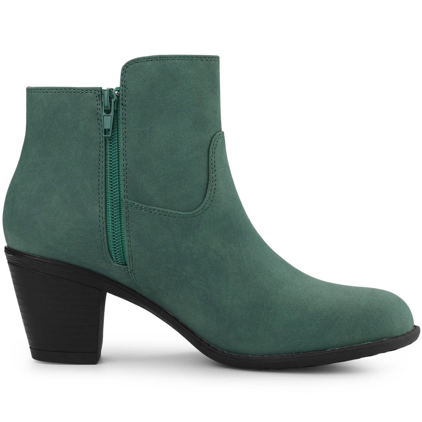 Allegra K Low Chunky Heel Side Zipper Ankle Booties