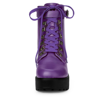 Zip Chunky Heel Platform Ankle Combat Boots