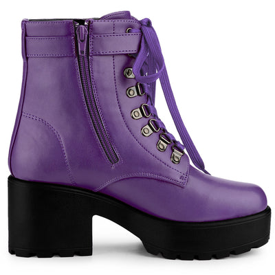 Zip Chunky Heel Platform Ankle Combat Boots