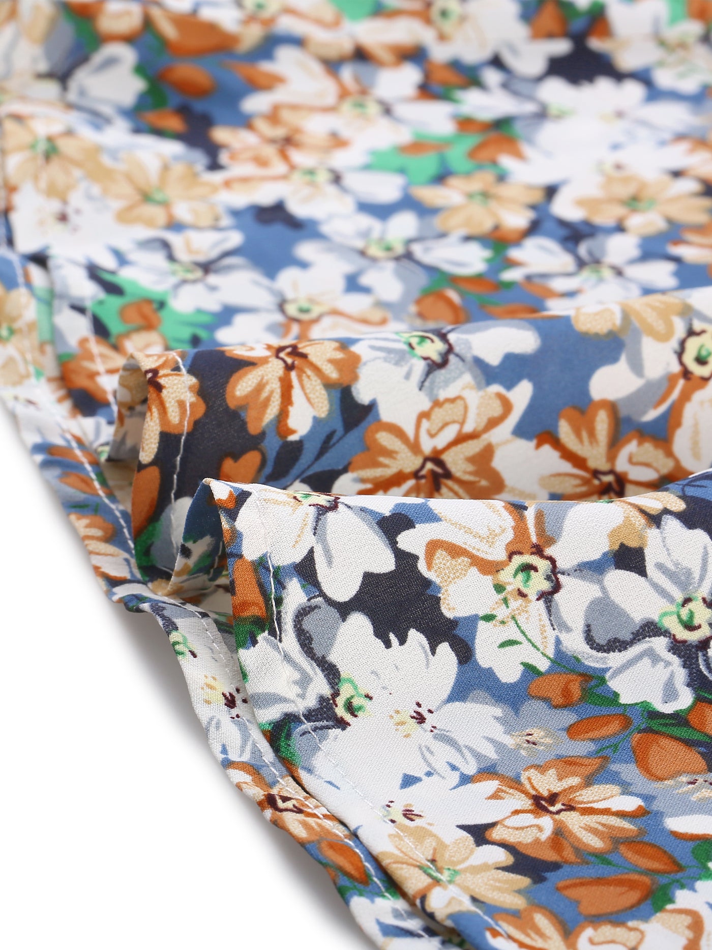 Allegra K Summer Floral Print Flutter Sleeve Tie V Neck Peplum Blouse