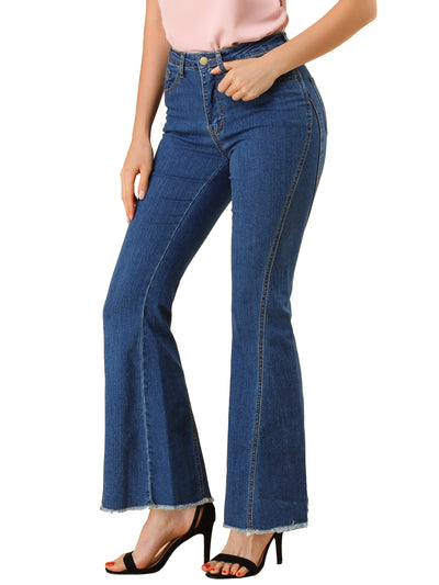 High Waist Stretch Denim Long Bell Pants Flare Jeans