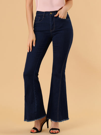 High Waist Stretch Denim Long Bell Pants Flare Jeans