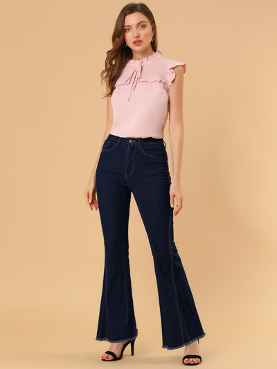 High Waist Stretch Denim Long Bell Pants Flare Jeans