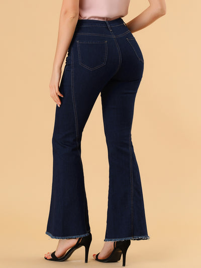 High Waist Stretch Denim Long Bell Pants Flare Jeans