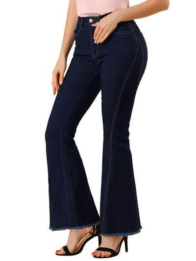 High Waist Stretch Denim Long Bell Pants Flare Jeans