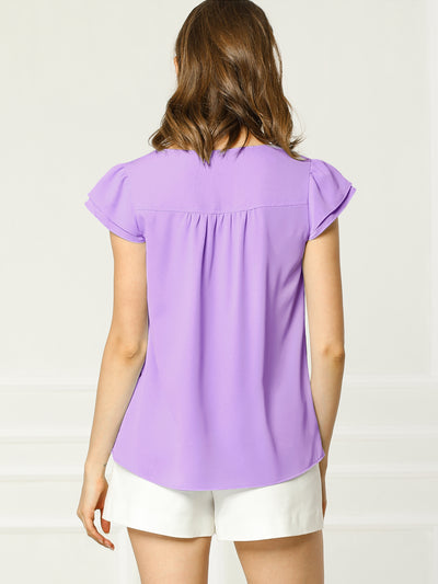 Solid Casual Plain Cap Sleeve Blouse Top