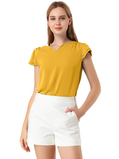 Solid Casual Plain Cap Sleeve Blouse Top