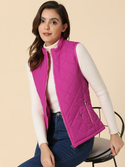 Stand Collar Lightweight Gilet Quilted Zipper Vest