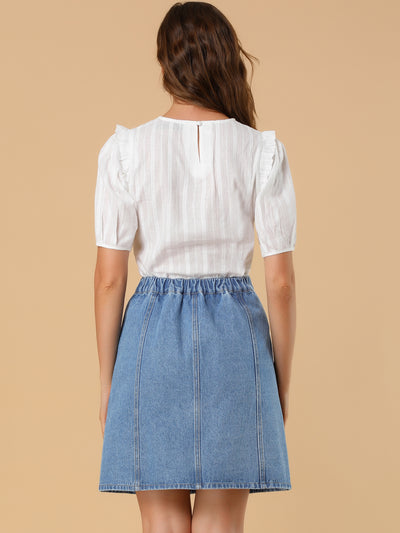 Casual Short Button Down Jeans Skirt