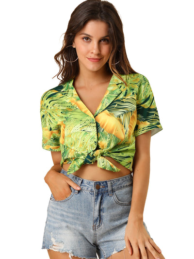 Hawaiian Floral Leaves Tropical Button Down Shirt