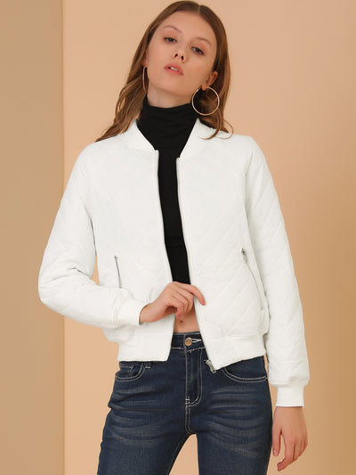 Casual Zip Up Raglan Long Sleeve Quilted Bomber Jacket