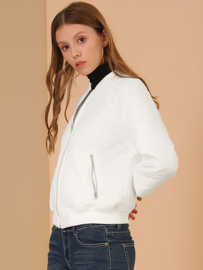 Casual Zip Up Raglan Long Sleeve Quilted Bomber Jacket