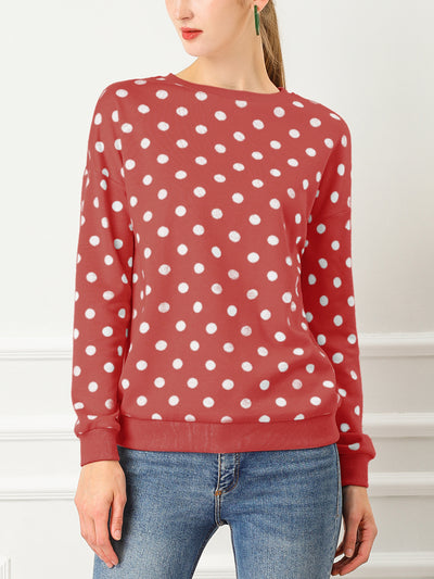 Winter Knitted Pullover Sweatshirt Long Sleeve Polka Dot Sweater