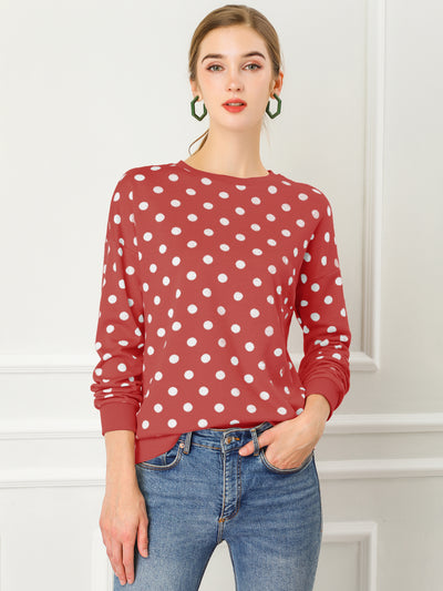 Winter Knitted Pullover Sweatshirt Long Sleeve Polka Dot Sweater