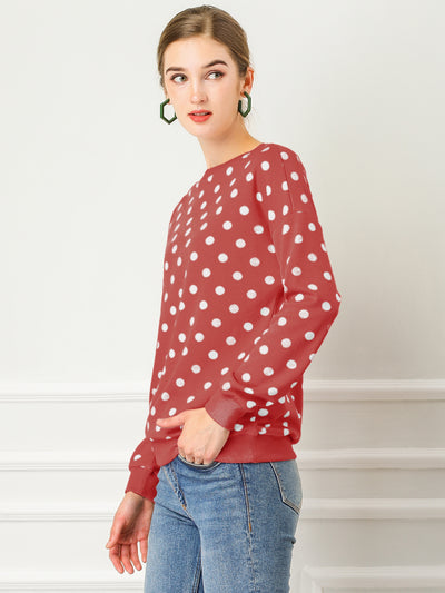 Winter Knitted Pullover Sweatshirt Long Sleeve Polka Dot Sweater