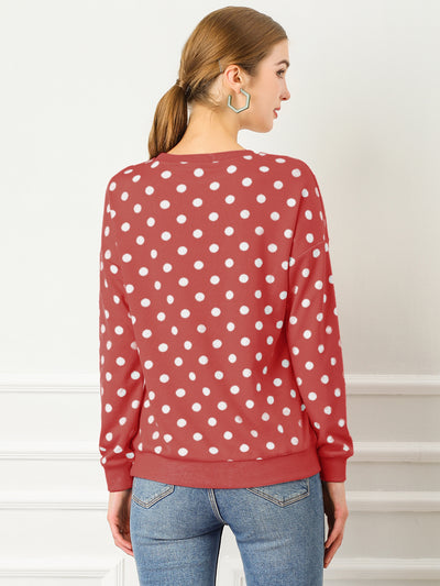 Winter Knitted Pullover Sweatshirt Long Sleeve Polka Dot Sweater