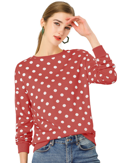 Winter Knitted Pullover Sweatshirt Long Sleeve Polka Dot Sweater