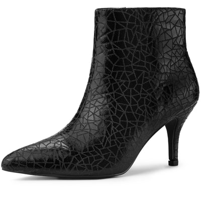 Pointed Toe Sparkly Stiletto Heel Ankle Boots