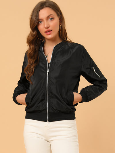 Windbreaker Pockets Casual Lightweight Zip Up Bomber Jacket