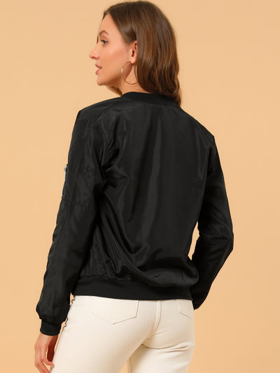 Windbreaker Pockets Casual Lightweight Zip Up Bomber Jacket