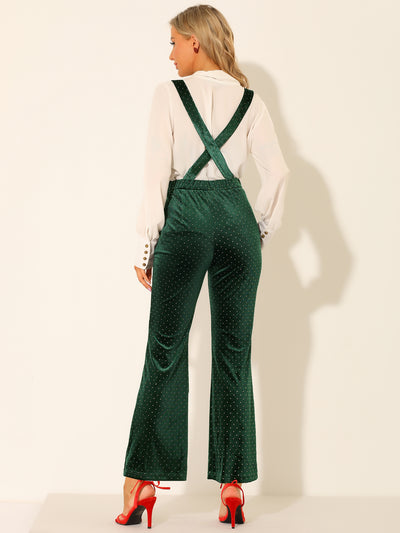 Velvet Wide Leg Retro Shiny Glitter Overalls Jumpsuits Pants