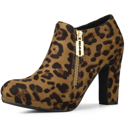 Allegra K Platform Round Toe Chunky Heel Ankle Boot