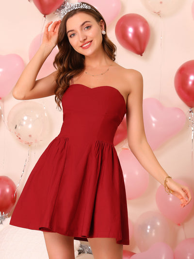 Strapless Sweetheart Neck Fit And Flare Mini Tube Top Dress