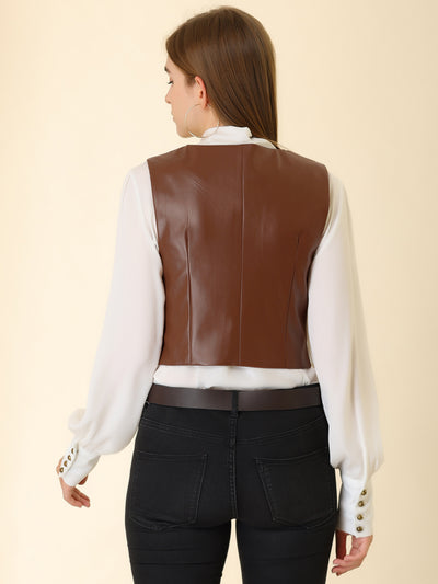 Racerback Sleeveless Versatile PU Faux Leather Vest