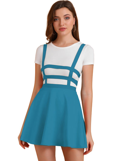 Pleated Overall A-Line Elastic Waist Kawaii Braces Suspender Skirt