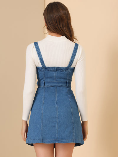 Classic Adjustable Strap A-Line Denim Overall Dress