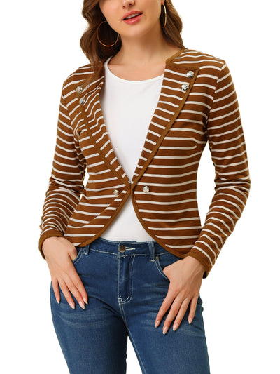 Notched Lapel Casual Work Office Striped Blazer